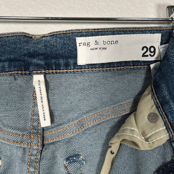 Rag & Bone women size 29 Wren high rise ankle slim jeans Sadie blue medium wash - Picture 7 of 10